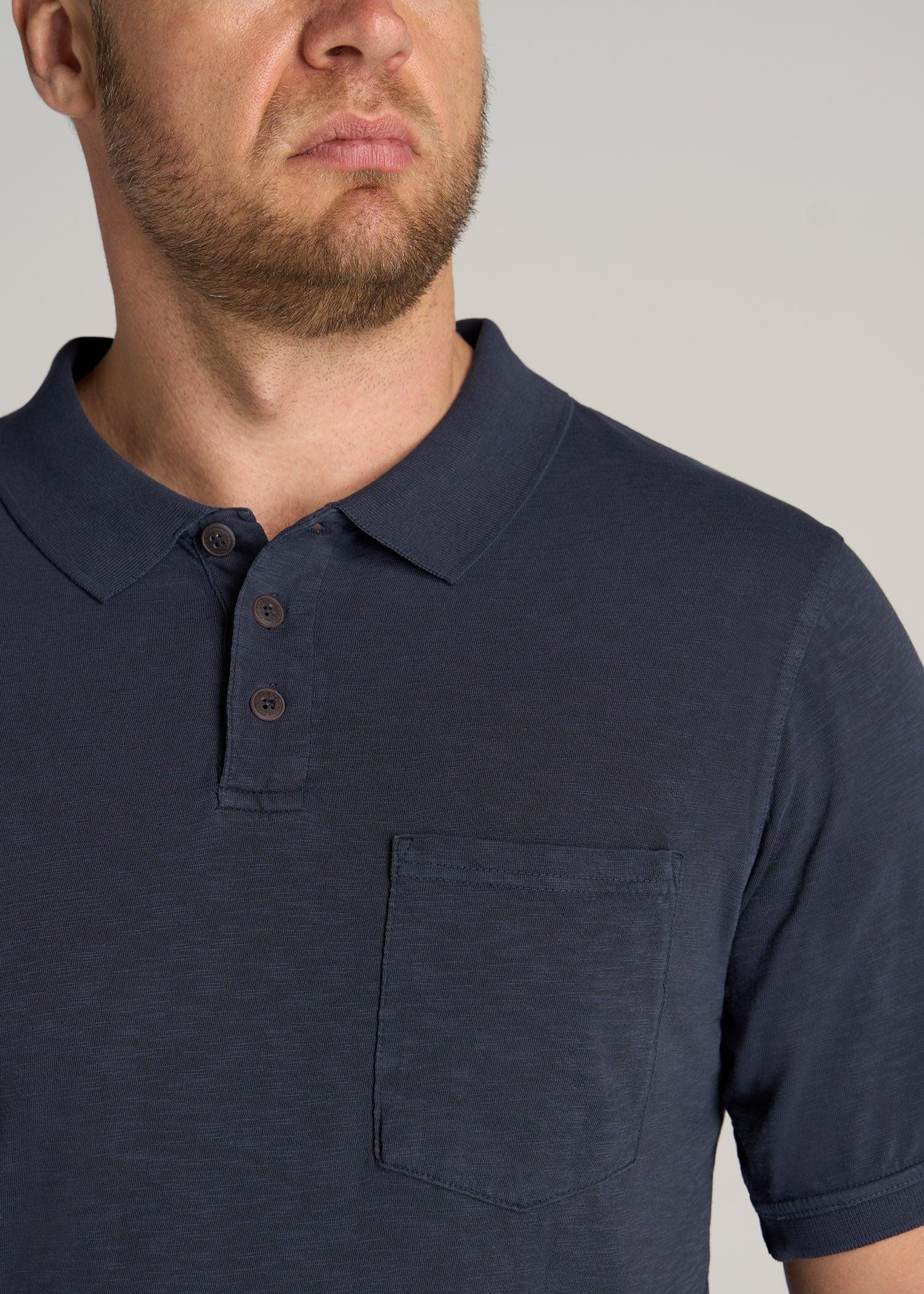 LJ&S Slub Pocket Polo Shirt for Tall Men in Vintage Midnight Navy Male Product Image