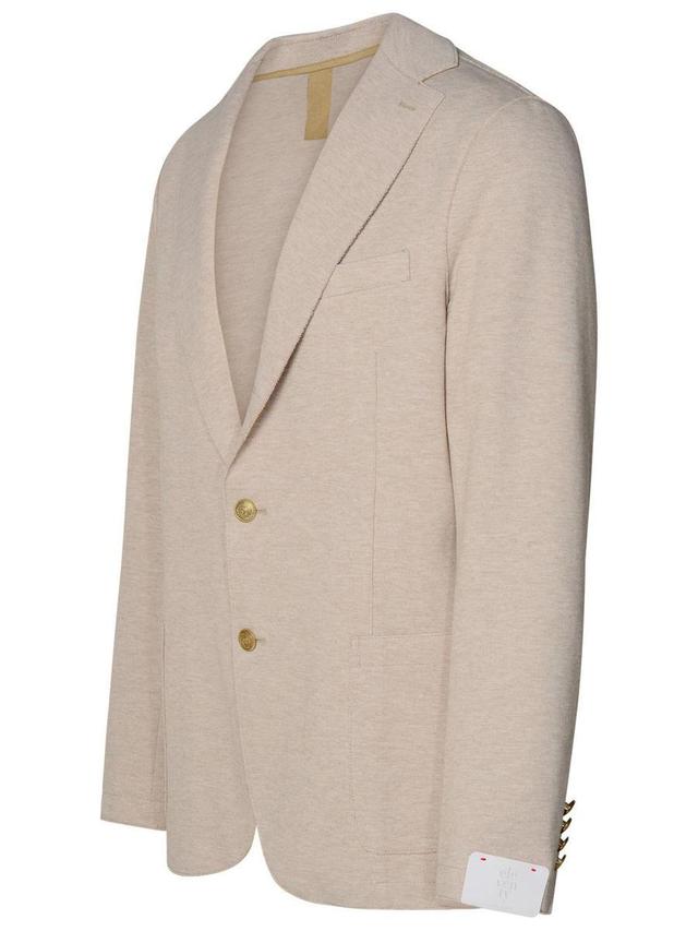 Beige Cotton Blend Blazer Product Image