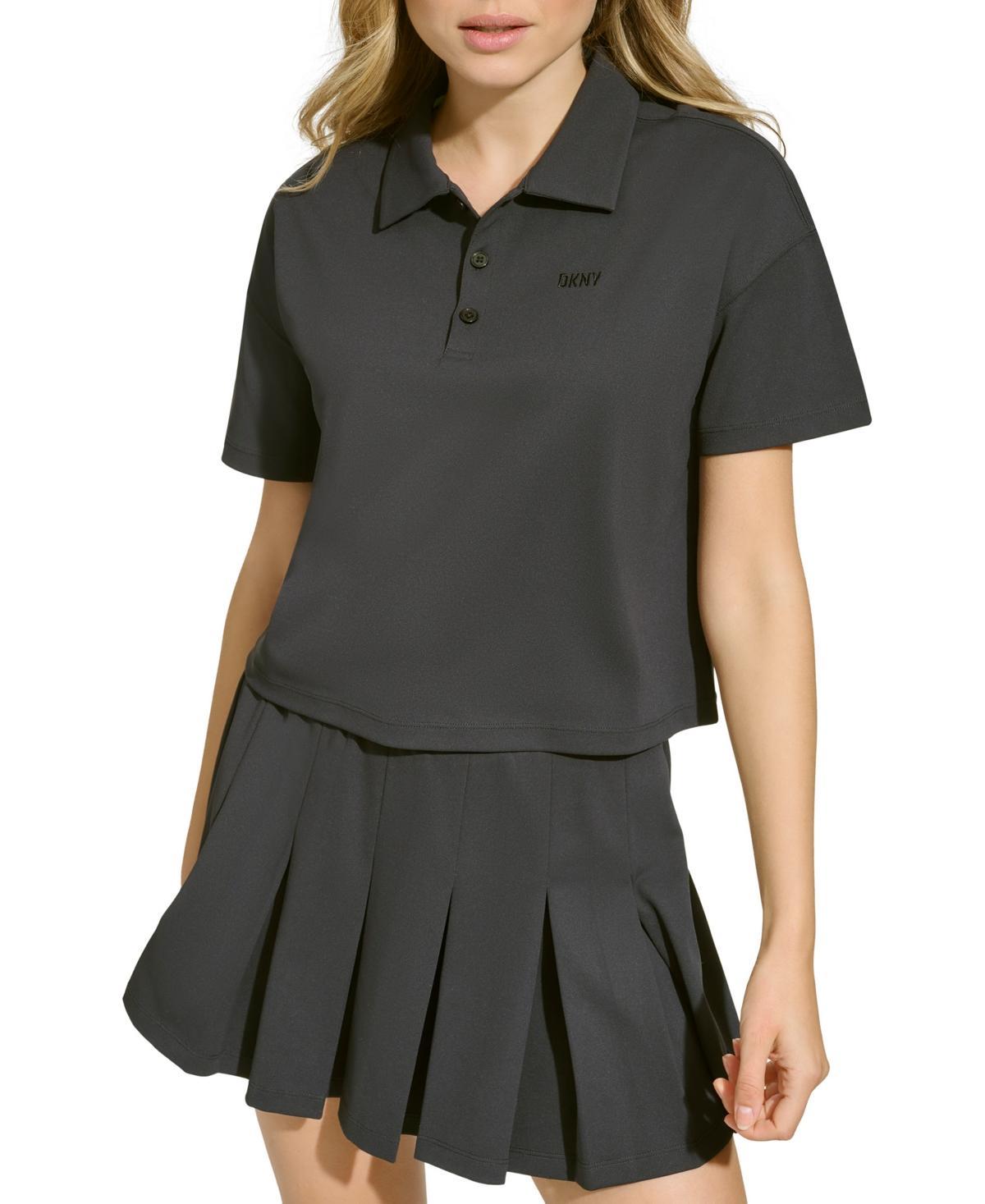 Dkny Sport Womens Tech Pique Short-Sleeve Cropped Polo Shirt Product Image