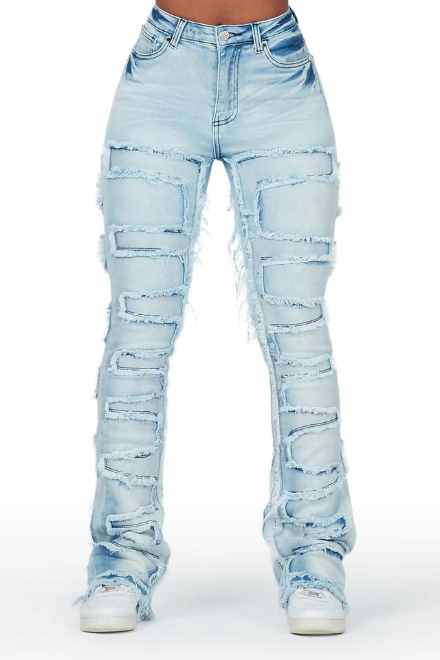 Zariyah Light Wash Stacked Flare Jean Female Product Image