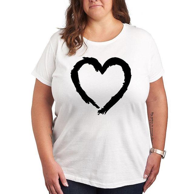 Missy Plus Size Paintbrush Stroke Heart Graphic Tee, Womens Red Product Image