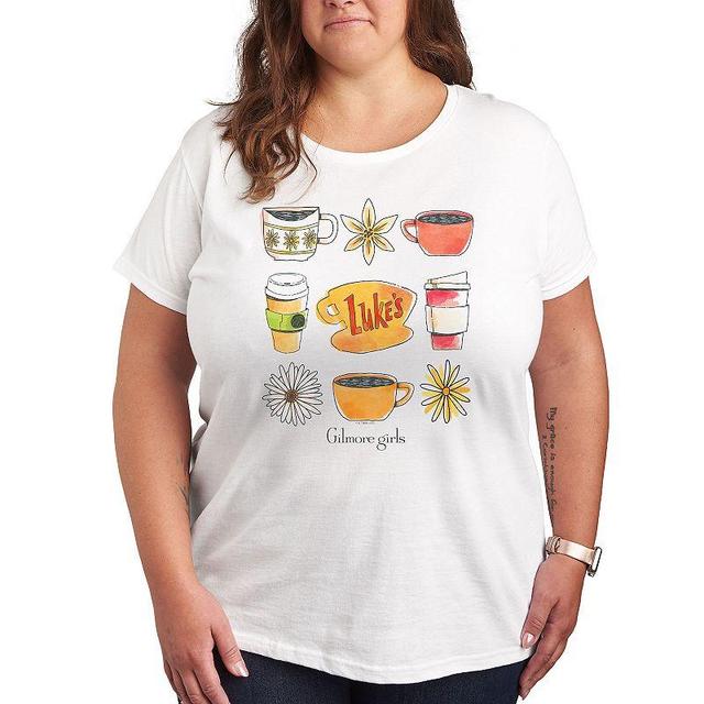 Plus Gilmore Girls Lukes Coffee Grid Graphic Tee, Womens Product Image