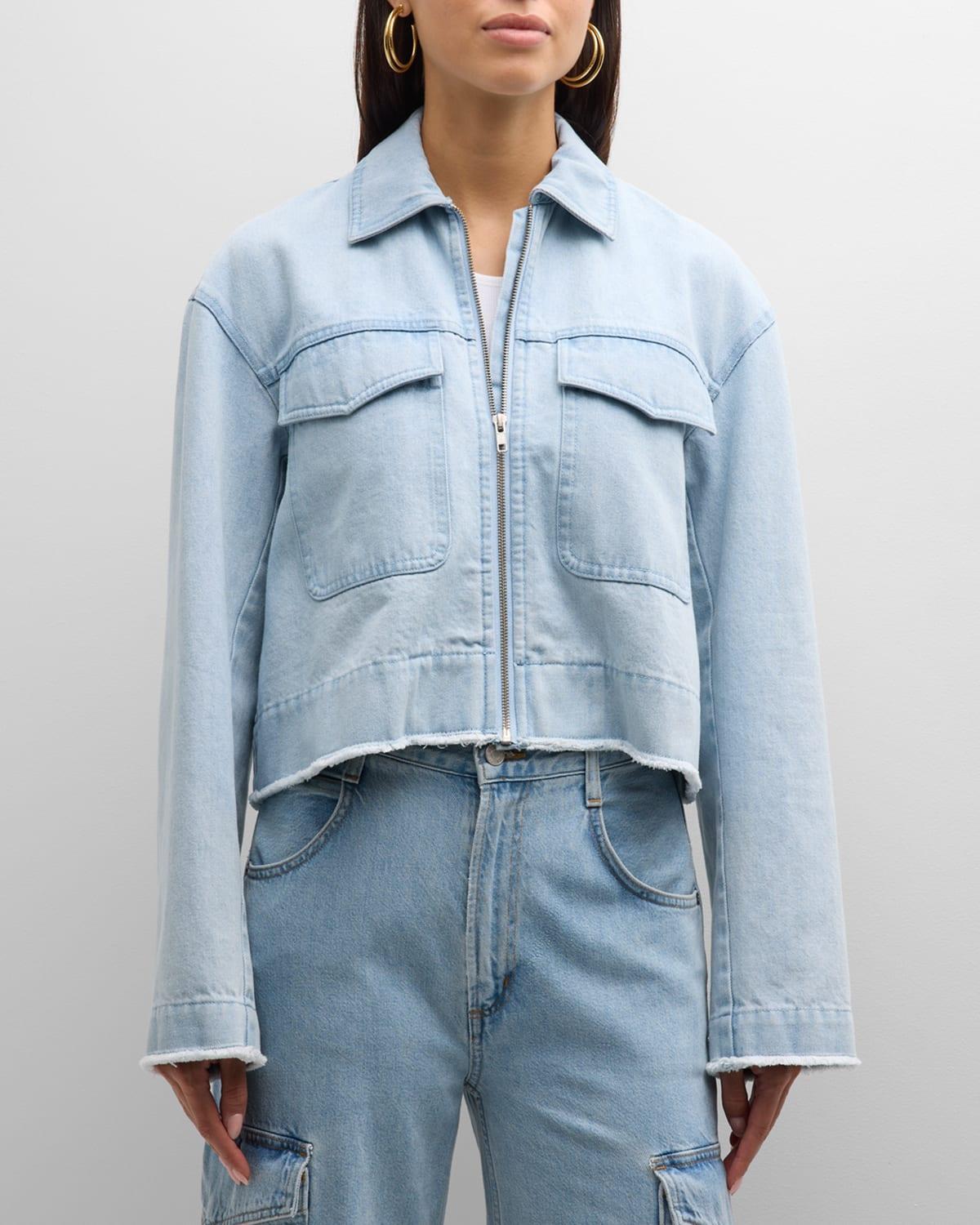 Womens Denim Cropped Shirt Jacket Product Image