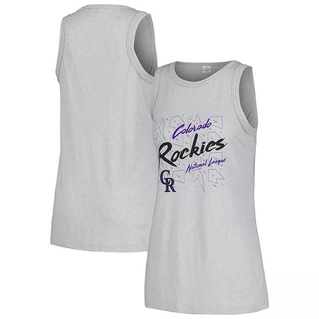 Womens Soft as a Grape Gray Colorado Rockies Gauze High Neck Tank Top Product Image