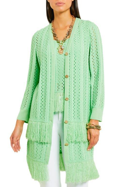 Misook Pointelle Fringe Cardigan Product Image