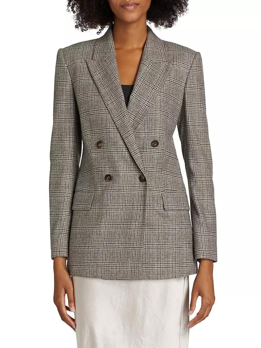 Plaid Wool-Blend Double-Breasted Blazer Product Image