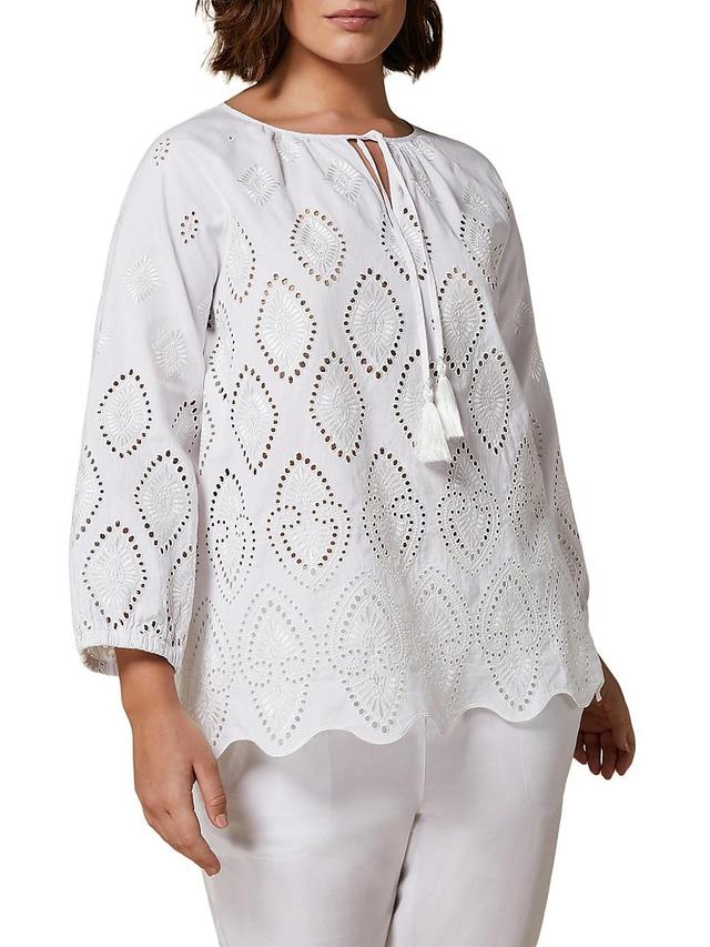 Womens Plus Size Ronco Embroidered Cotton & Linen Shirt Product Image