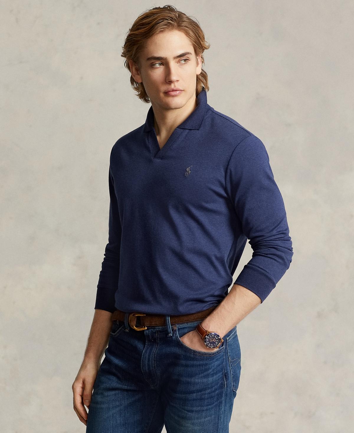 Mens Cotton Long-Sleeve Polo Shirt Product Image