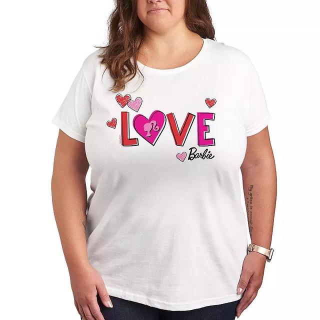 Plus Size Barbie Patterned Love Graphic Tee, Womens Med Grey Product Image