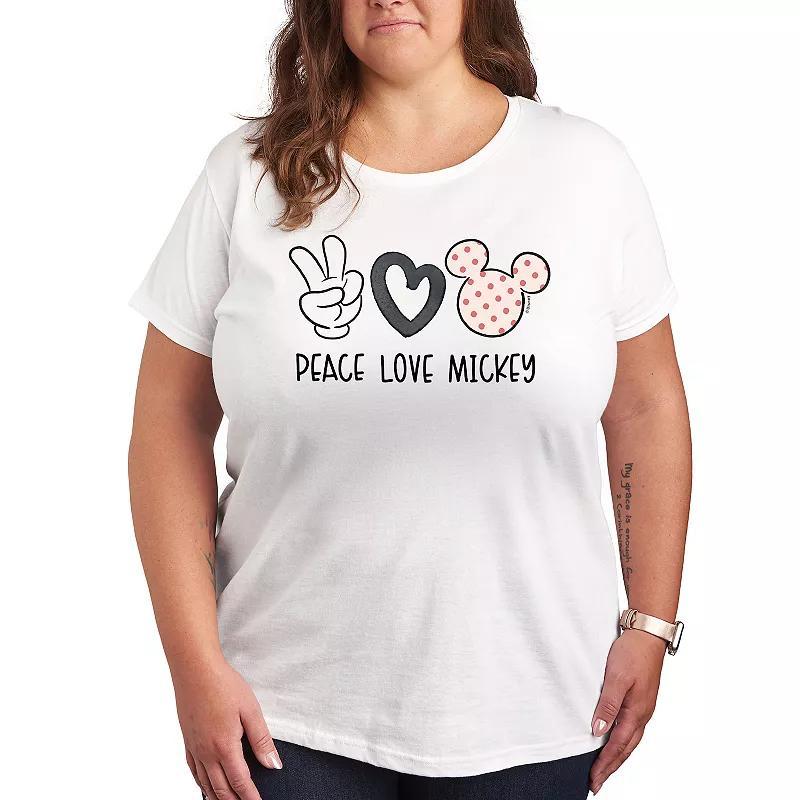 Plus Size Disney Peace Love Mickey Graphic Tee, Womens White Product Image