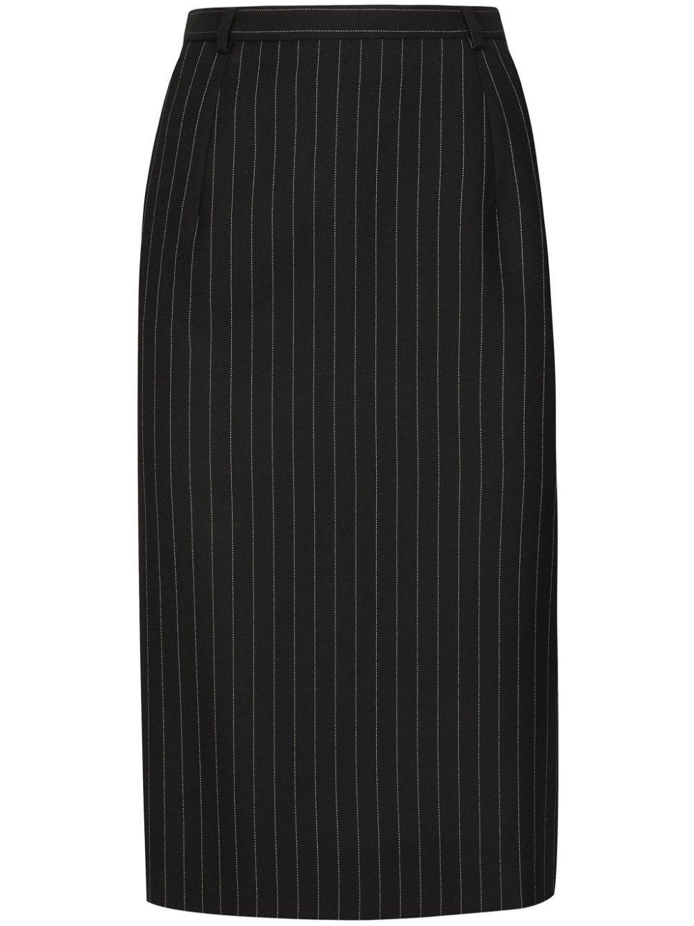 DOLCE & GABBANA Virgin Wool-blend Pinstripe Midi Skirt In マルチカラー Product Image