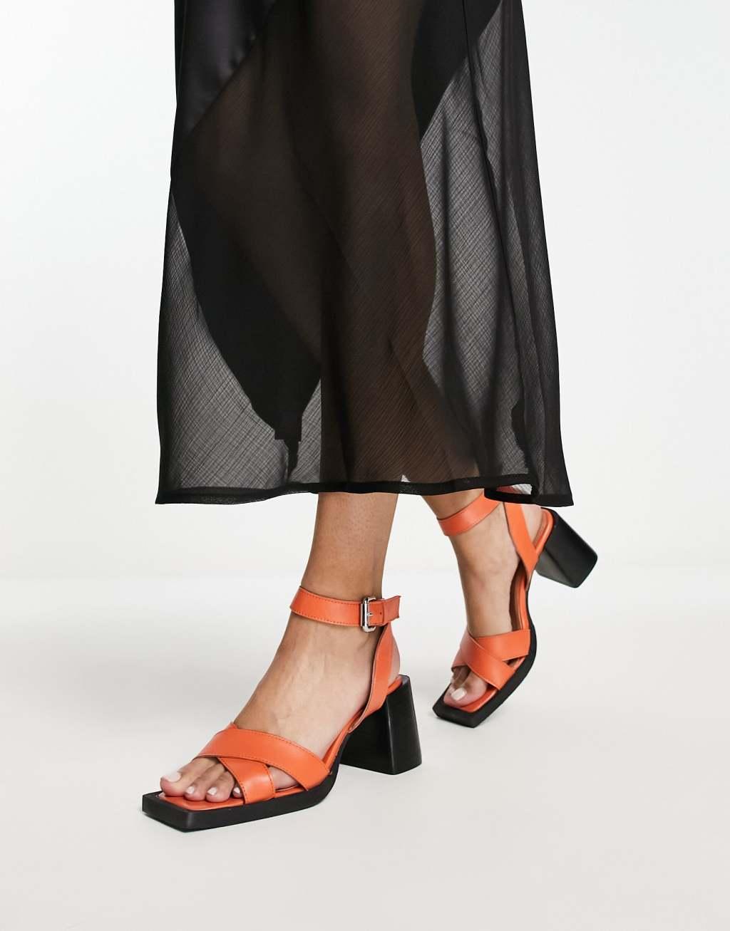 ASRA Exclusive Joule heeled sandals in orange leather Product Image