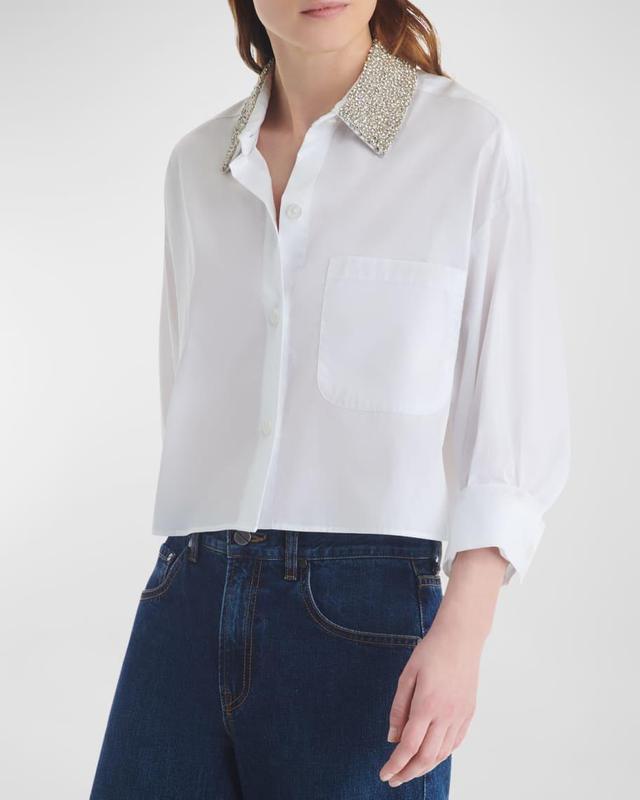 Soon To Be Ex Crystal Collar Cotton Shirt Product Image