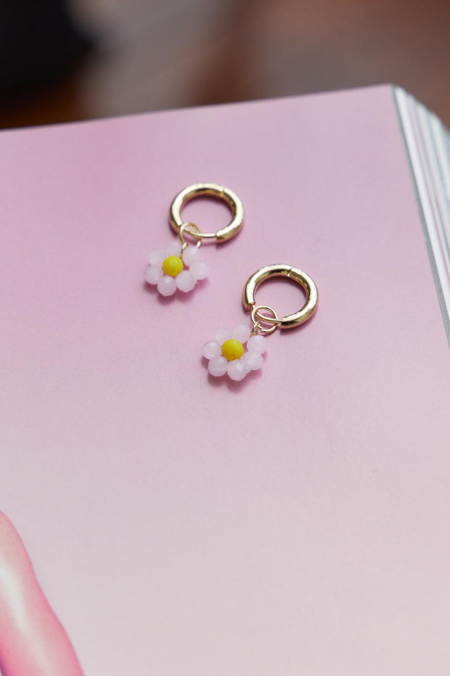 14K Gold Plated Cute As A Daisy Earrings Light Pink Product Image