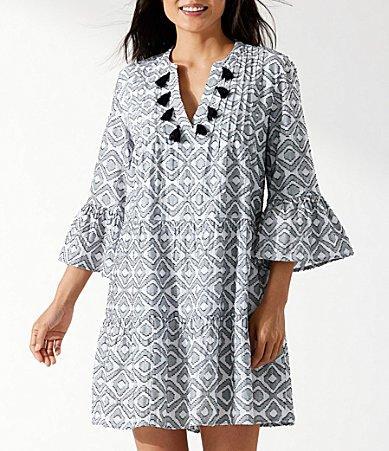 Tommy Bahama Diamond Clip Jacquard Tiered Split Round 34 Sleeve Swim Cover Product Image