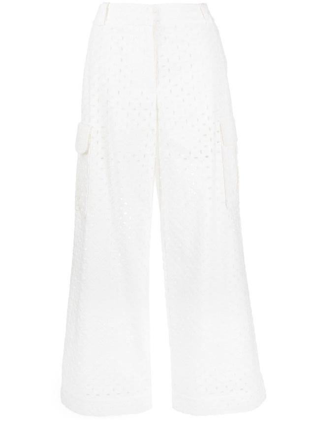 Matchmaker Broderie Anglaise Cotton Wide-leg Pants In Ivory Product Image