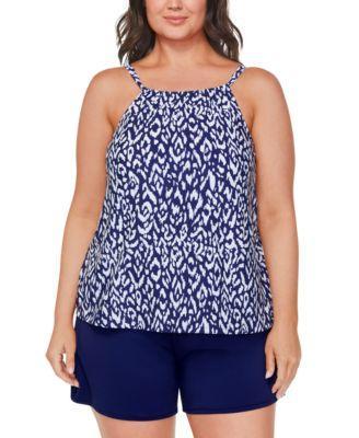 Plus Size Cali Tankini Top & Swim Shorts, Created for Macy's Product Image