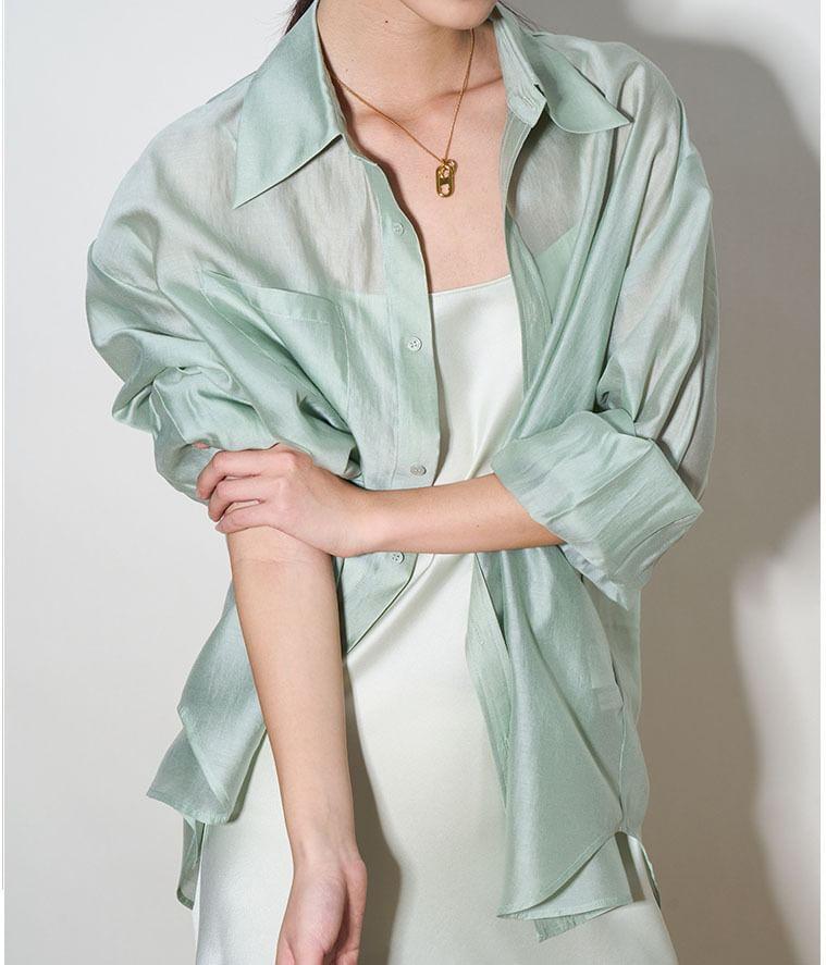 Long-Sleeve Plain Shirt Product Image