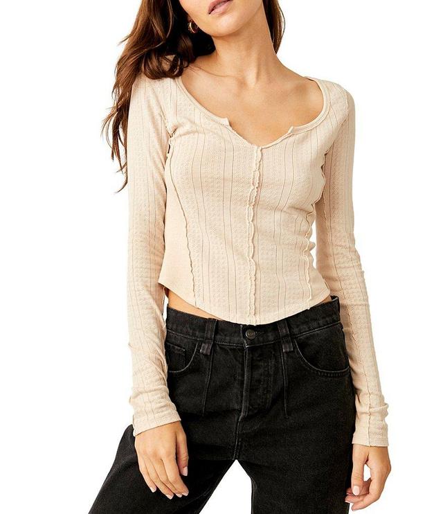 Free People Eyes On You Split V-Neck Long Sleeve Top Product Image