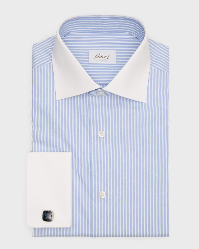 Mens Contrast Collar/Cuff Stripe Dress Shirt Product Image