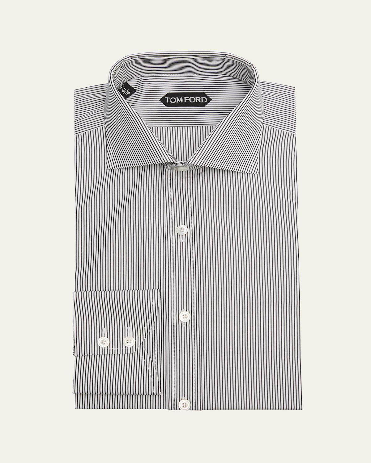 Mens Cotton Pinstripe Dress Shirt Product Image