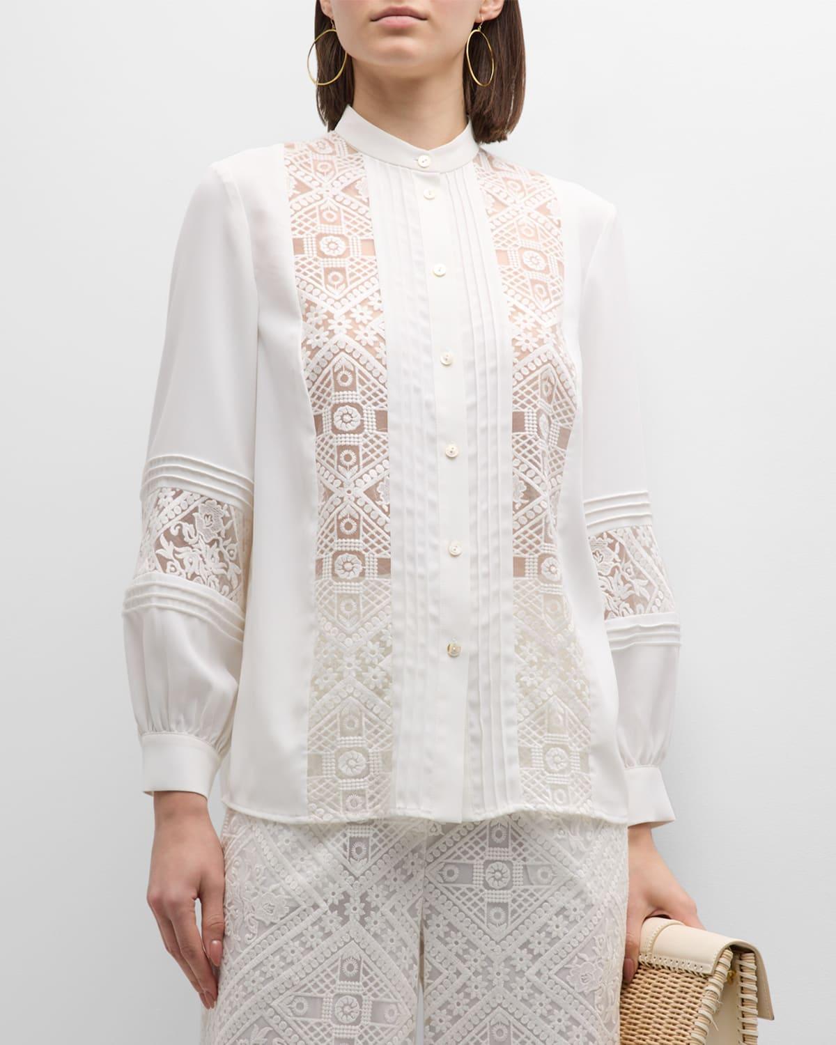 Misook Crepe de Chine Lace Detail Blouse Product Image