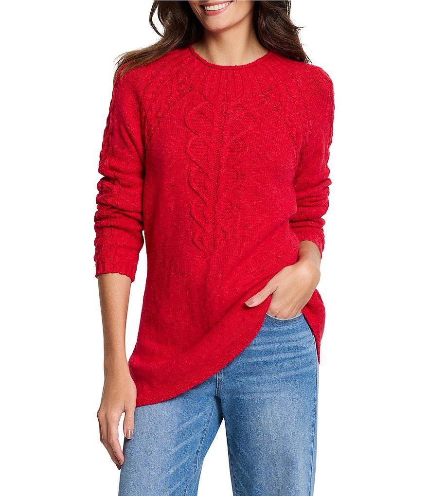 NIC + ZOE Femme Cable Knit Round Neck Long Sleeve Sweater product image