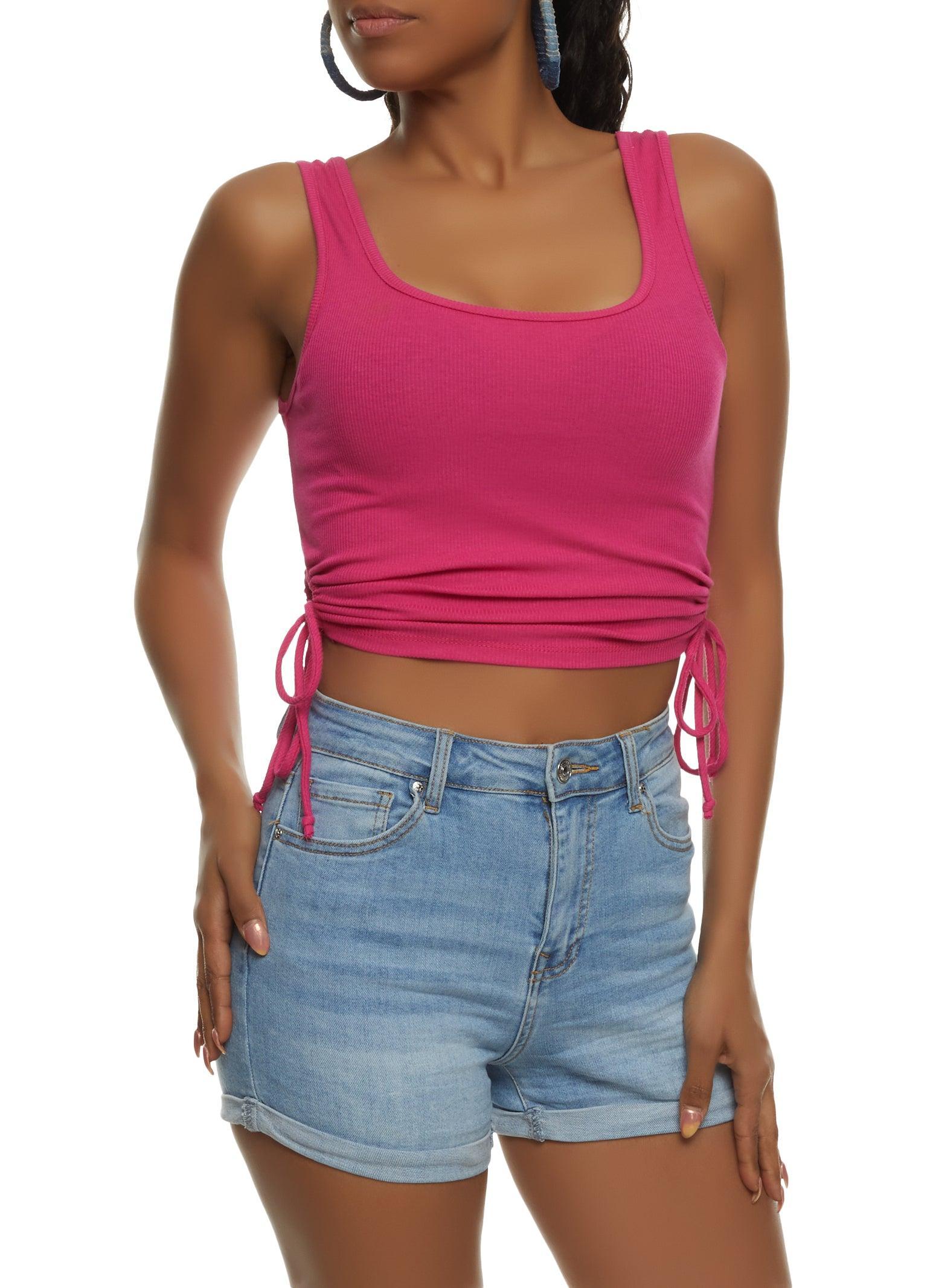 Womens Cut Out Side Tie Cropped Tank Top Product Image