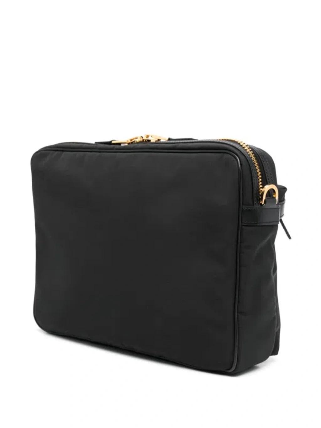 Recycled Nylon Large Messenger Bag In Black Product Image