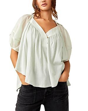 Free People Sunray Mixed Media Cotton Jersey Babydoll Top Product Image