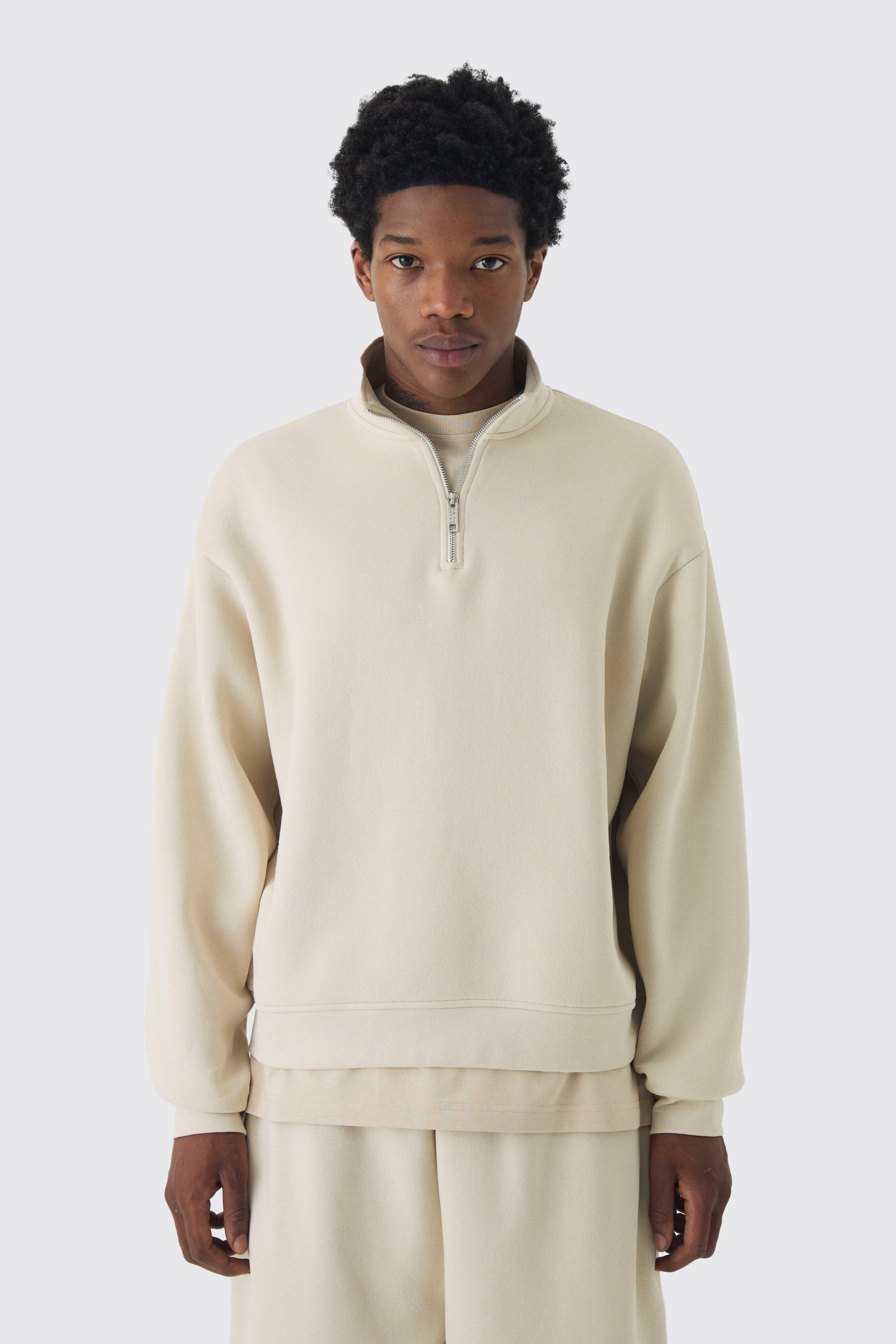 330GSM Oversized Basic Boxy Funel Neck Sweatshirt | boohooMAN USA Product Image