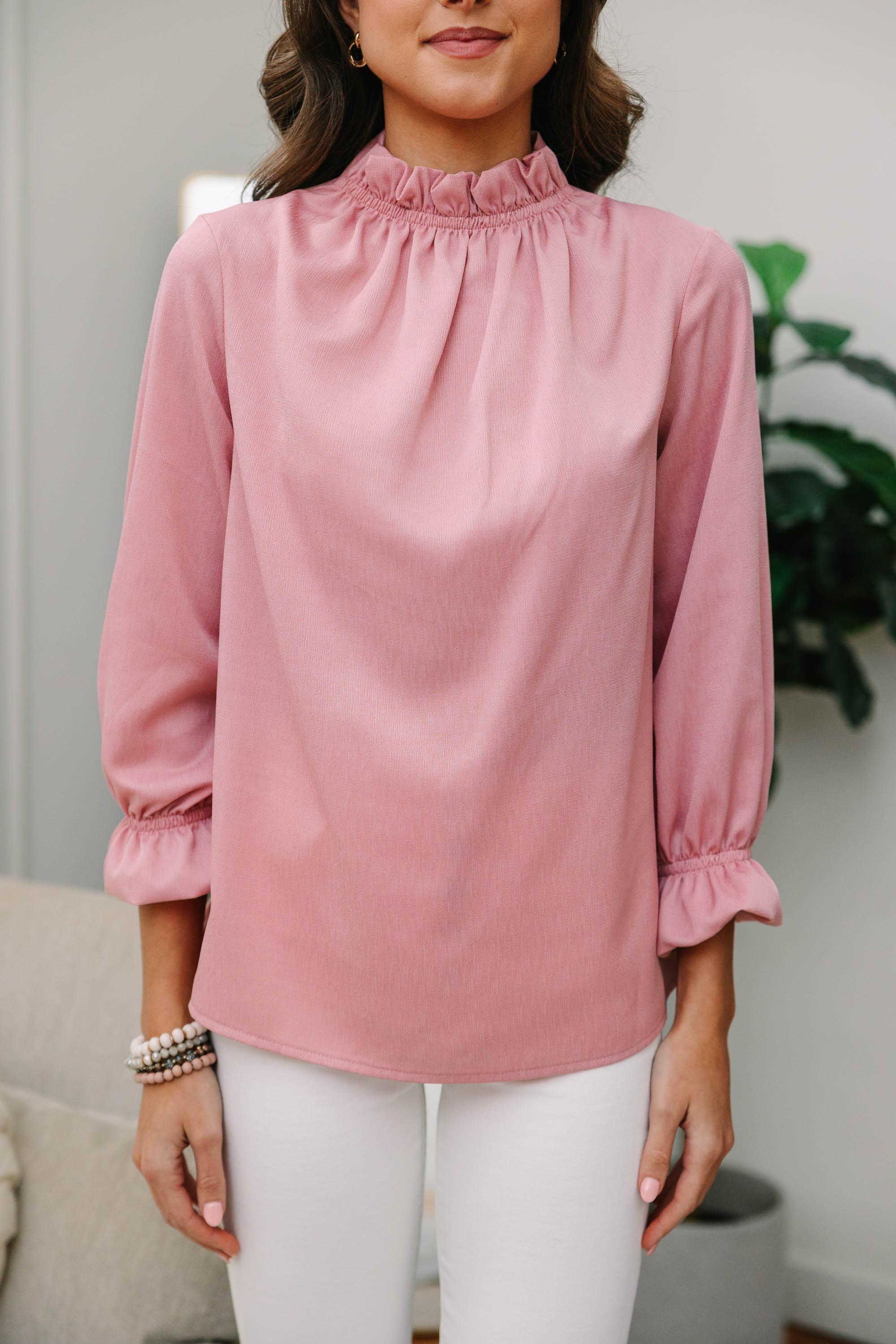 Tried And True Blush Pink Ruffled Blouse Female Product Image