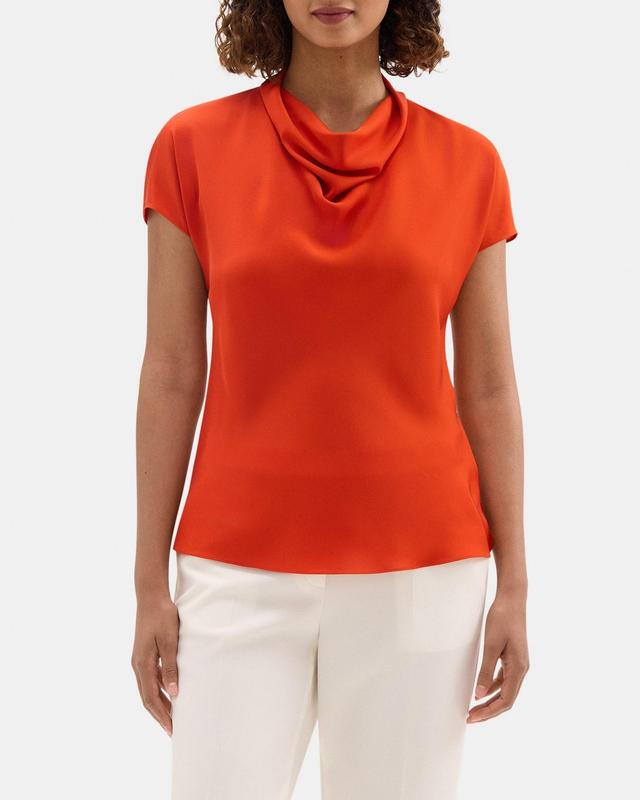 Short-Sleeve Cowl Top in Silk Georgette Product Image