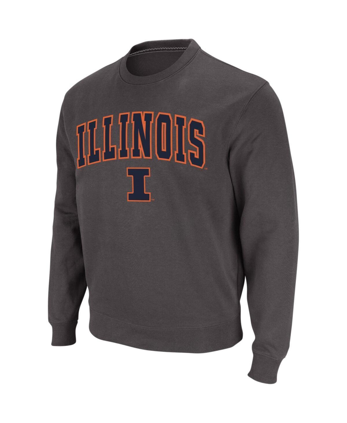 Mens Colosseum Charcoal Illinois Fighting Illini Arch and Logo Crew Neck Sweatshirt Product Image