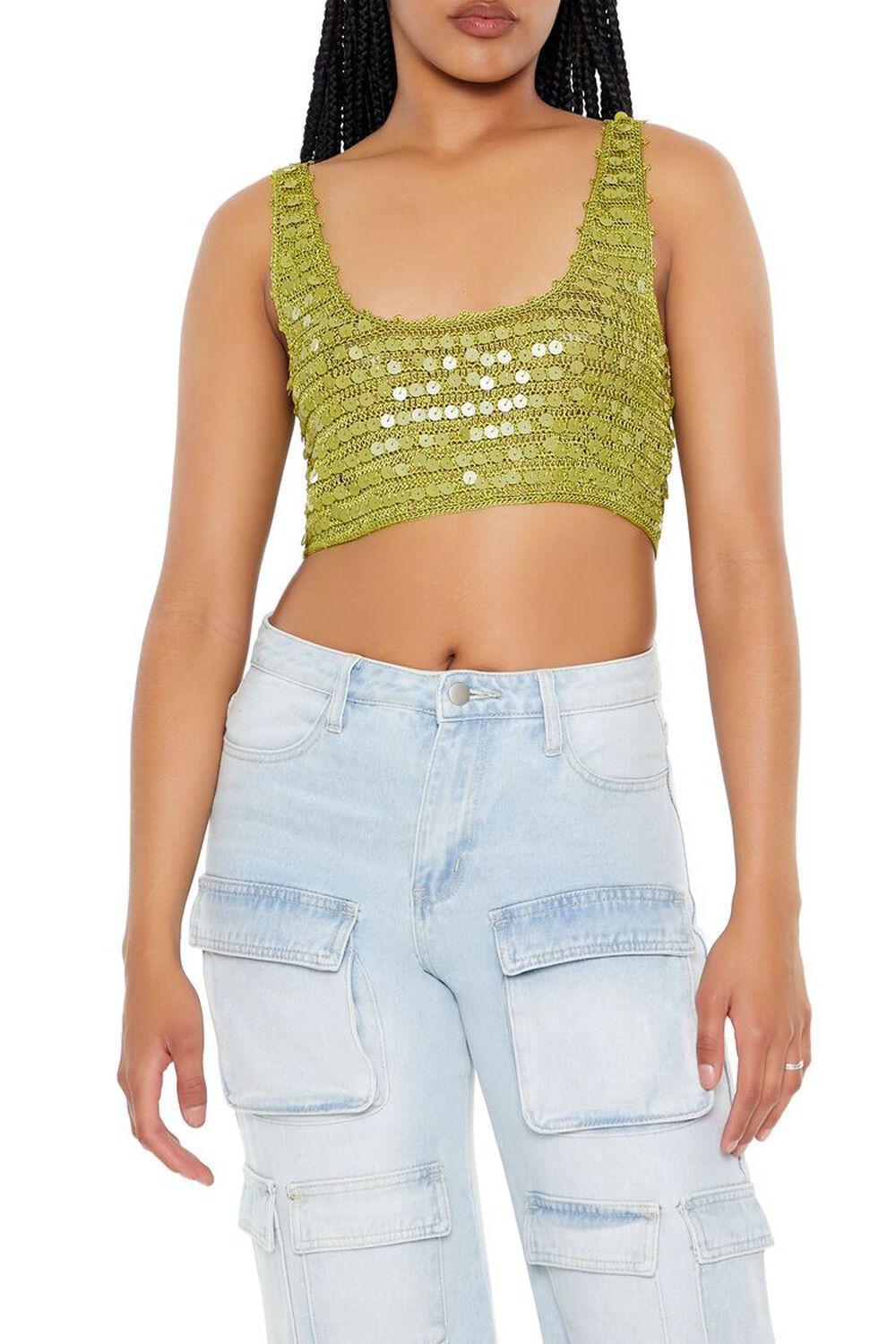 Sweater-Knit Sequin Crop Top | Forever 21 Product Image