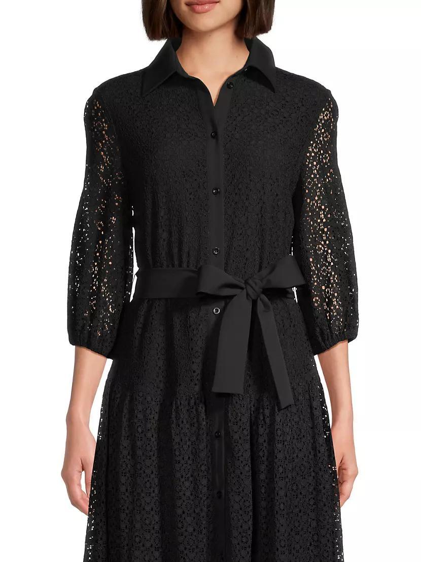 Belted Lace Shirtdress Product Image