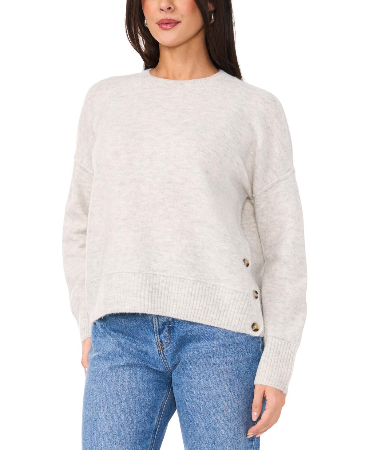 Vince Camuto Womens Crewneck Drop-Shoulder Button-Trim Sweater Product Image