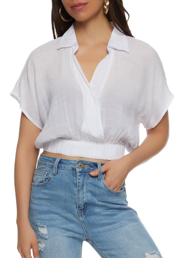 Womens Elastic Waistband Cropped Shirt Product Image