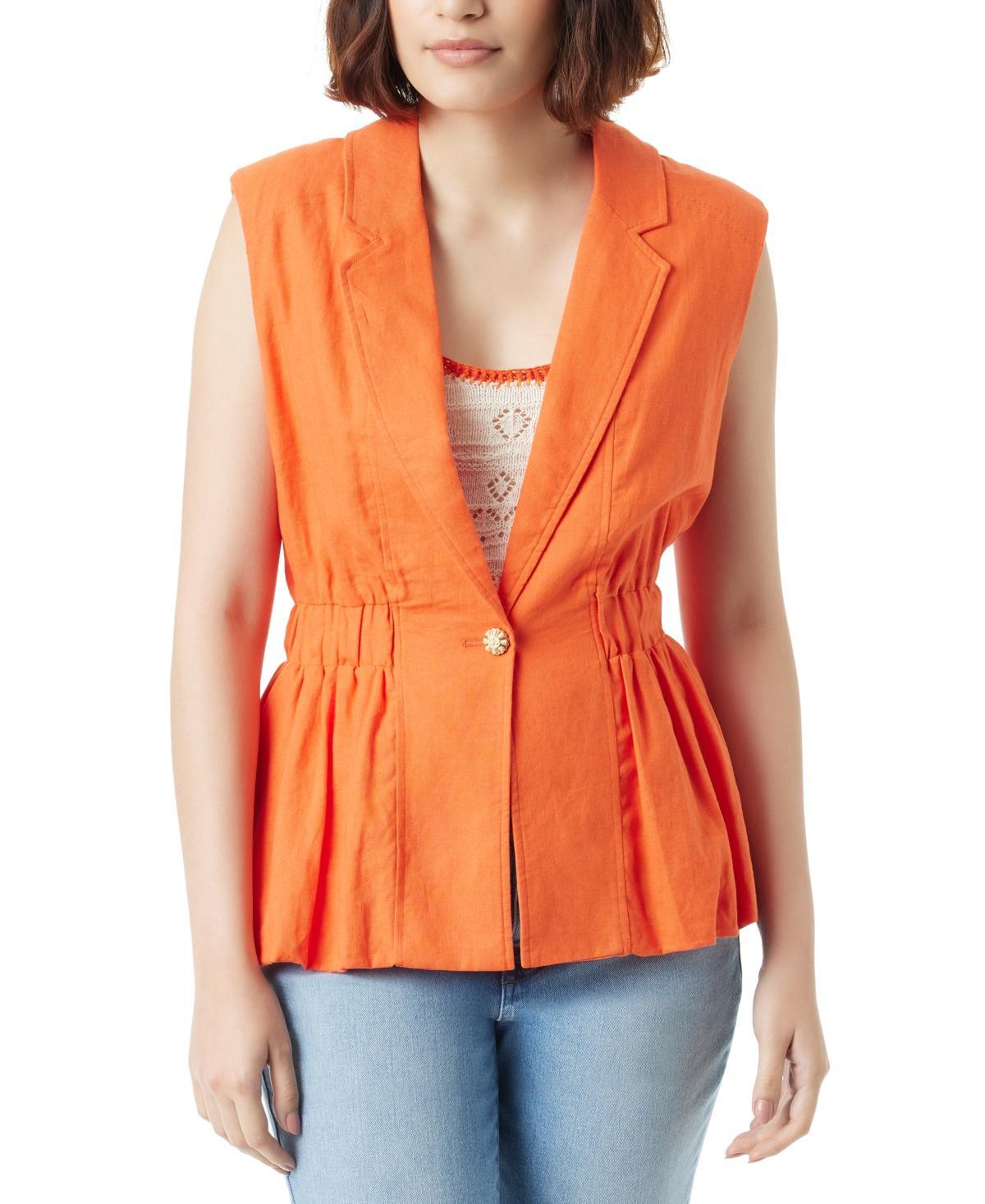 Sam Edelman Womens Lester Smocked-Waist Peplum Vest Product Image