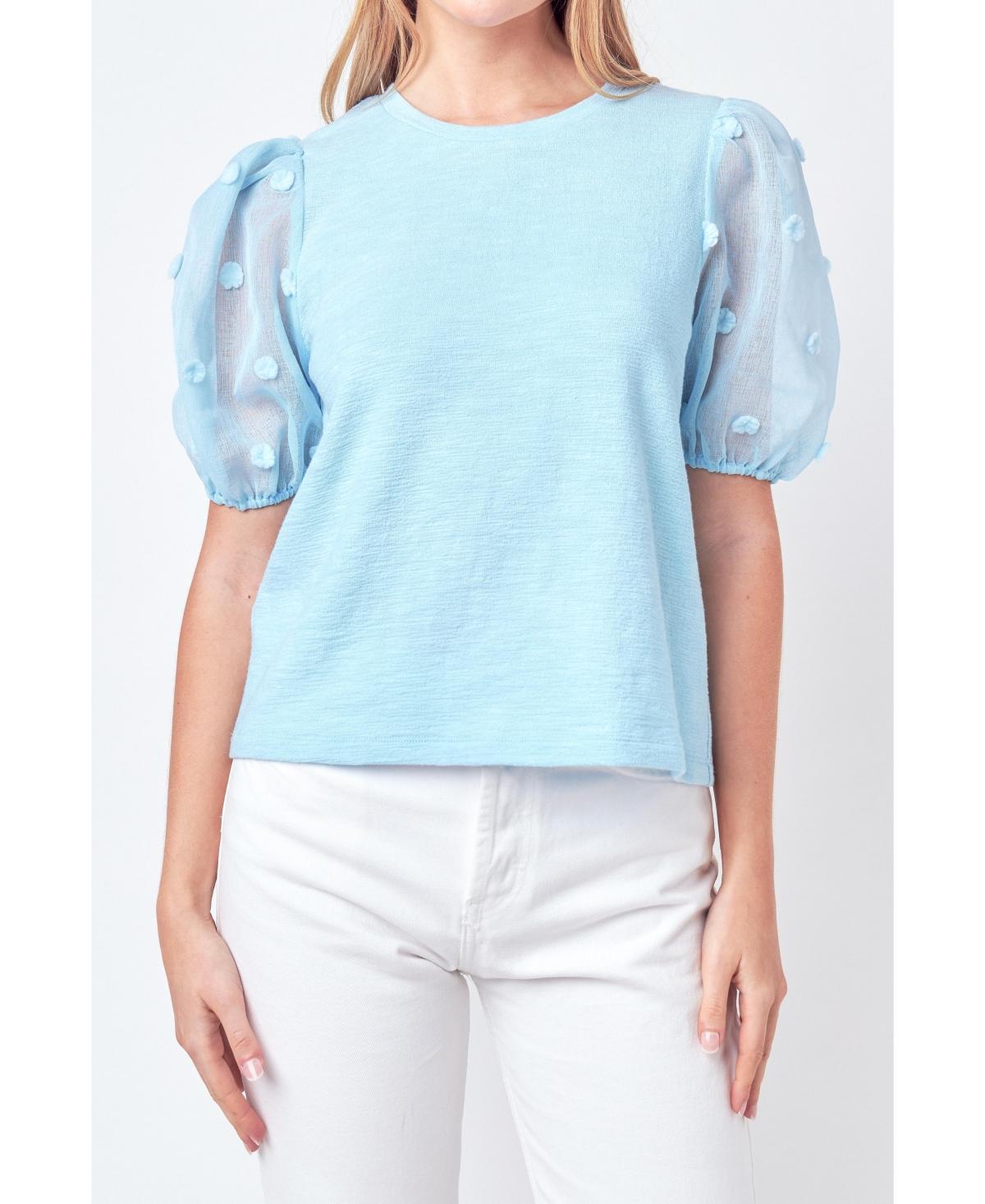 English Factory Embellished Sleeve Top Product Image