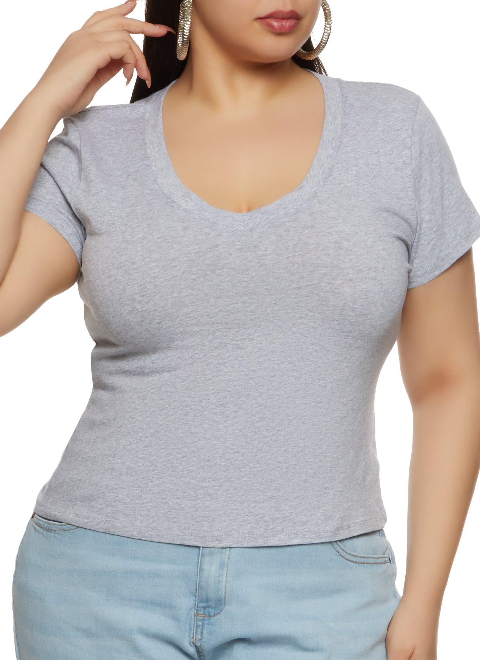 Womens Plus Size V Neck Basic Tee Product Image