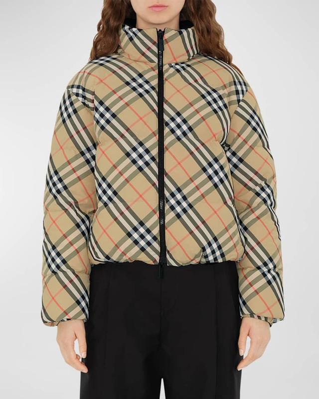 Reversible Check Short Puffer Jacket Product Image