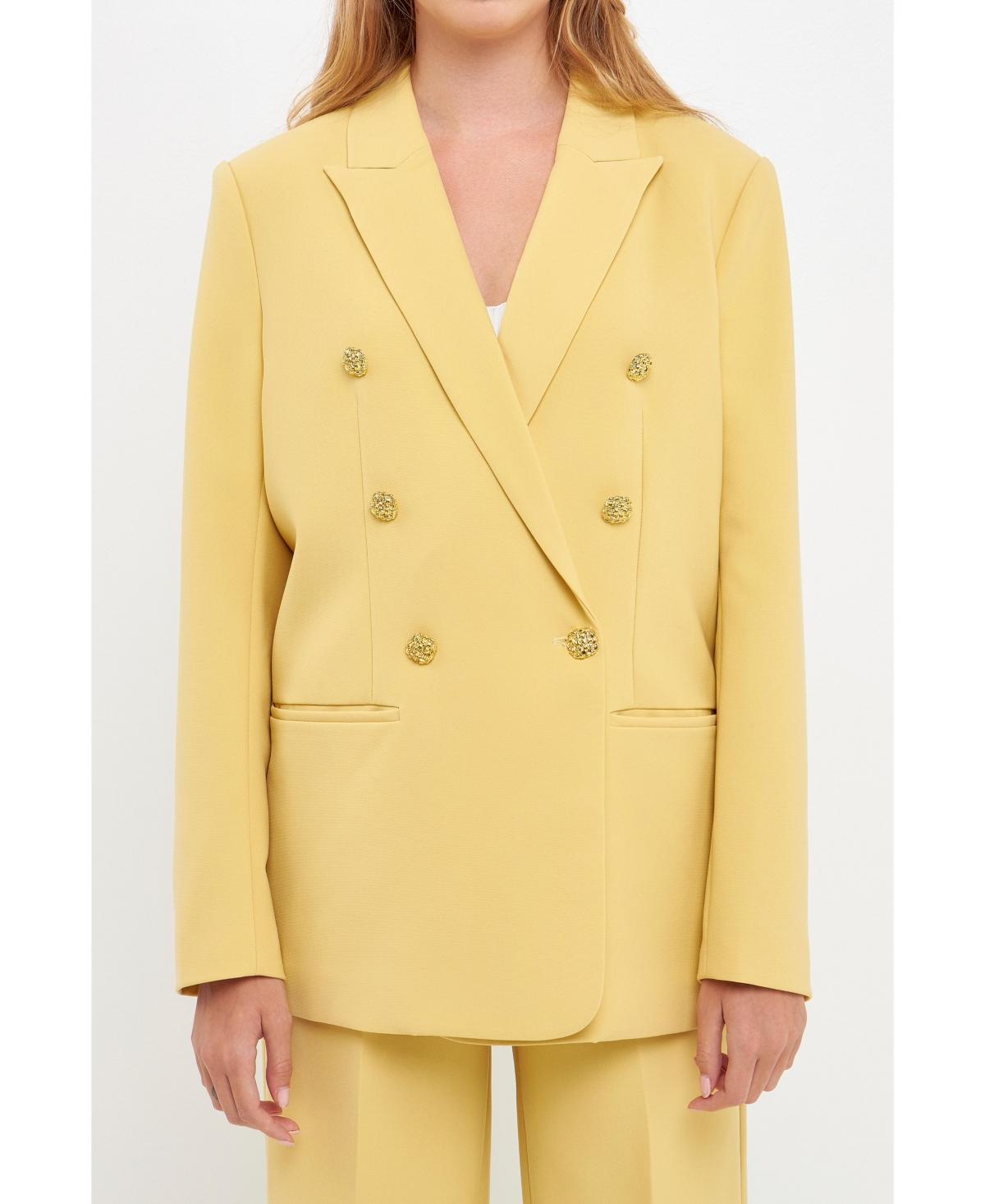 English Factory Womens Gold Buttoned Structured Blazer Product Image