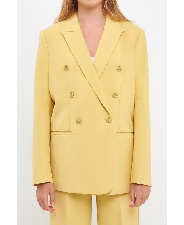 English Factory Structured Double Breasted Blazer in Daffodil at Nordstrom, Size X-Small Product Image