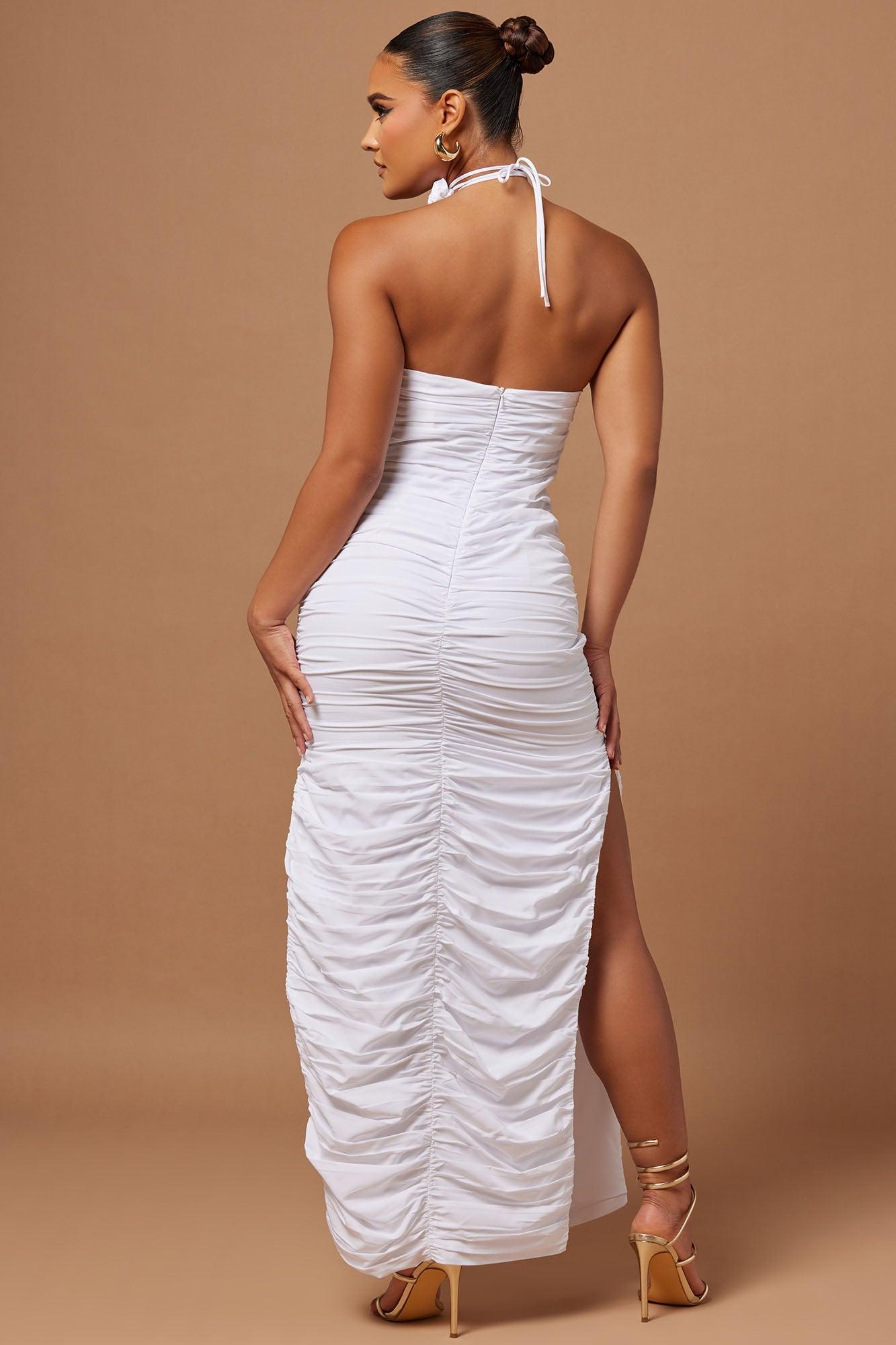 Odette Rose Ruched Maxi Dress - White Product Image