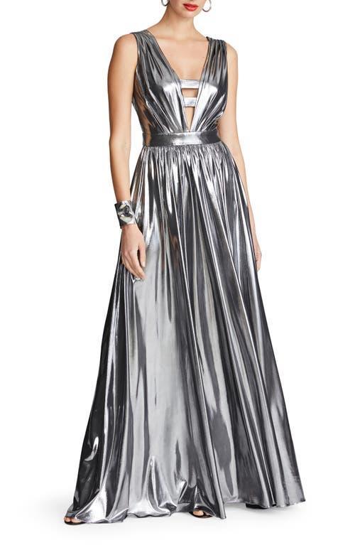 Womens Titania Metallic V-Neck Sleeveless Gown Product Image