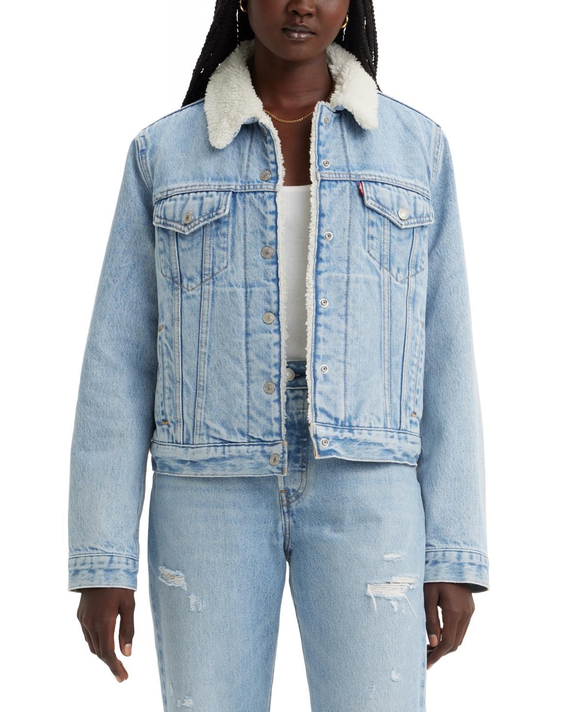 Womens Levis Original Sherpa Trucker Jacket Med Blue Product Image