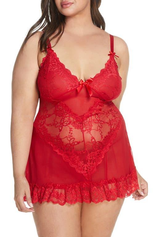 Oh La La Cheri Valentine Soft Cup Babydoll Chemise & G-String Thong Product Image