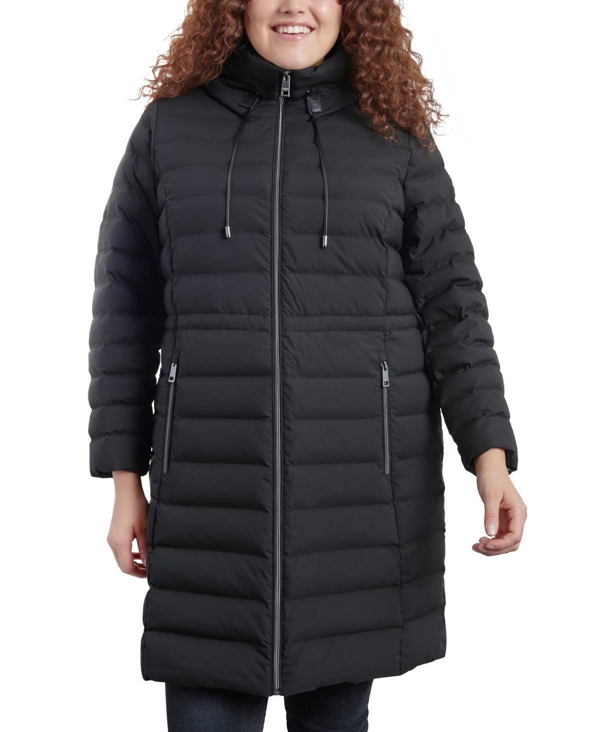 Michael Michael Kors Womens Plus Size Anorak Hooded Faux-Leather-Trim Down Packable Puffer Coat, Created for Macys Product Image