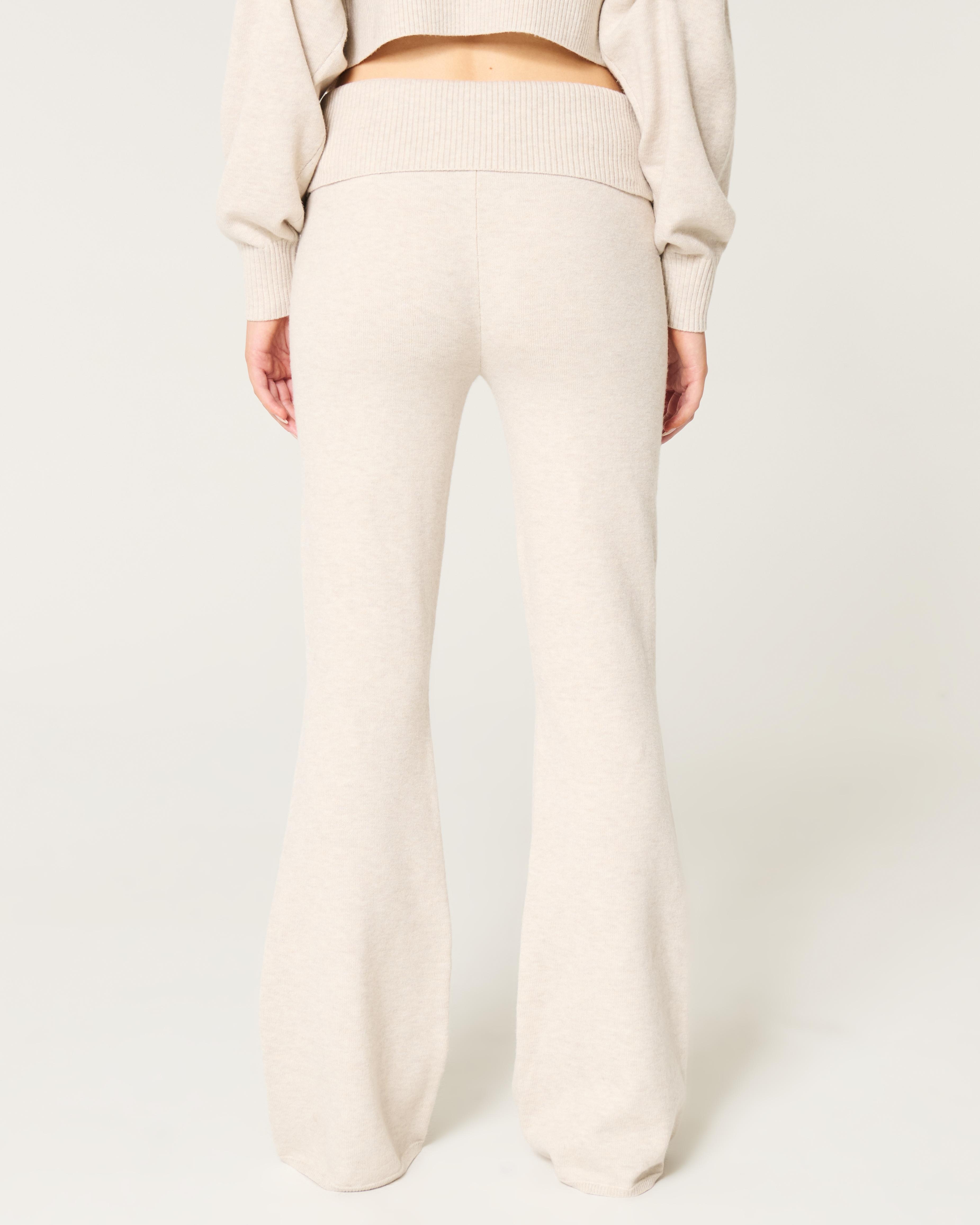 Gilly Hicks Sweater-Knit Foldover Waist Flare Pants Product Image